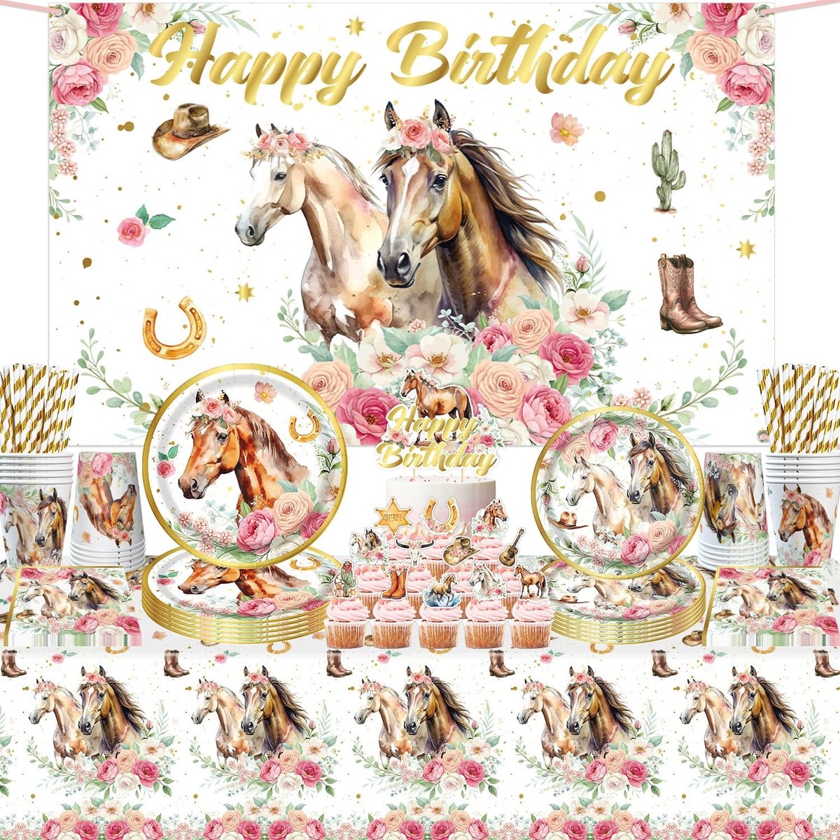 Omgoods - Feestdecoratie Set voor Verjaardagen met Cowboy Thema