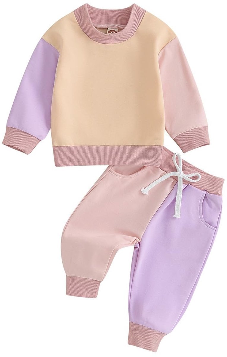 Omgoods - Set van 2 Baby Meisjes T-shirts en Broekjes voor de Herfst en Winter