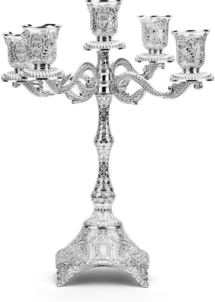 Omgoods - 5-Arms Metaal Kaarsenhouder - Retro Tafeldecoratie 31 cm Hoog