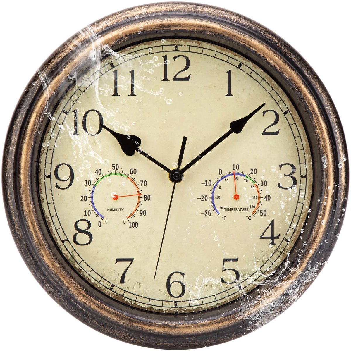 Omgoods - Waterdichte Buiten Wandklok met Thermometer en Hygrometer