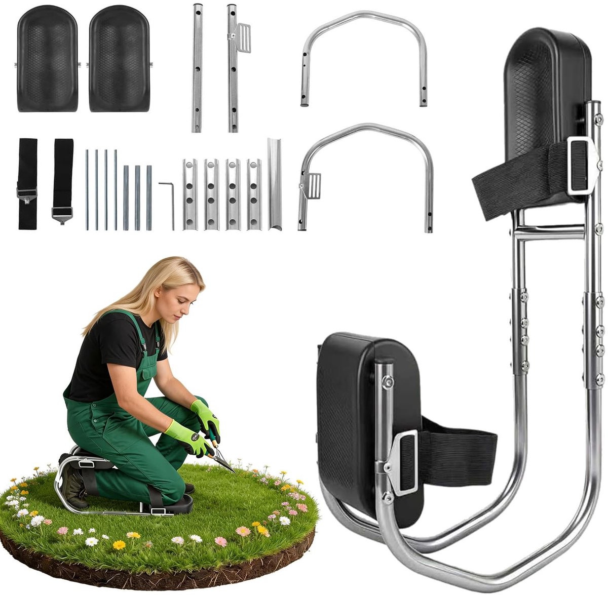 Omgoods - Ergonomische kniebank voor tuinieren, inklapbaar en stabiel tot 150 kg