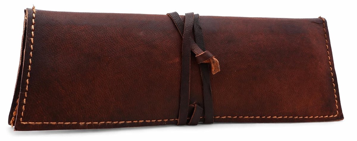 Omgoods - Bruine Leren Bril Case met Zachte Velours Voering voor Zonnebrillen