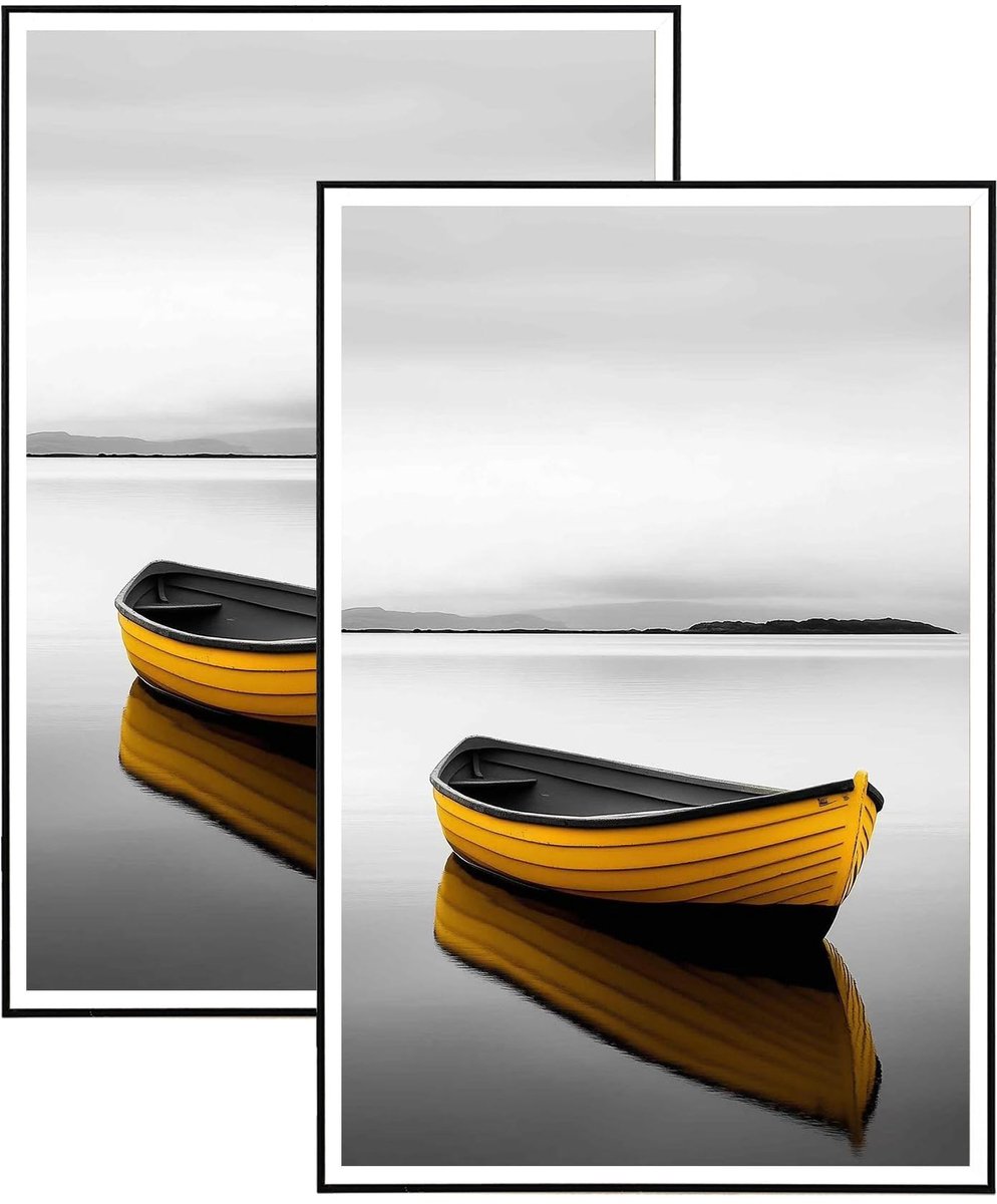 Omgoods - Set van 2 Zwart Wit Fotolijsten 40x60 cm - Met Acrylglas