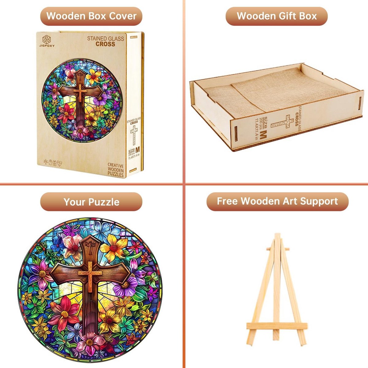 Omgoods - Houten Dierenpuzzel voor Volwassenen met Gekleurd Glas