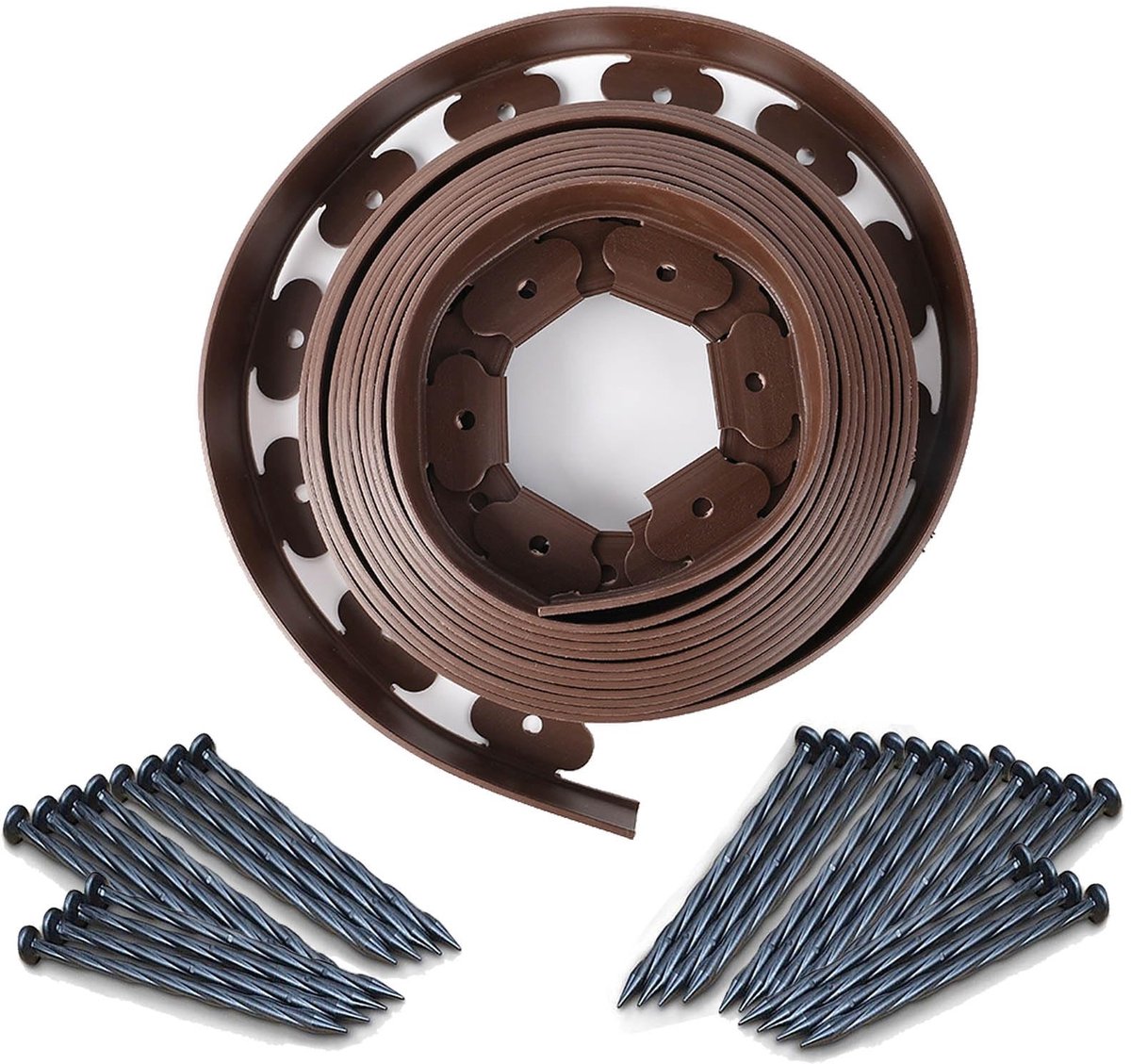Omgoods - Flexibele Plastic Tuinrand, 10 cm Hoog, 10 m Lang met 30 Grondankers