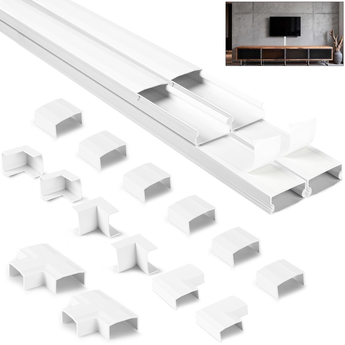Omgoods - Kabelgootset voor Elektrische Kabels, 4 Meter Wit