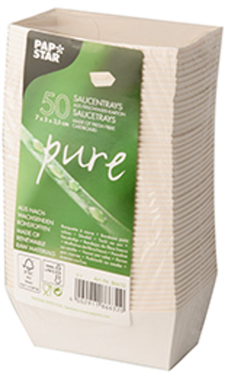 50 Sausbakje, karton van verse houtvezels pure 3,5 cm x 3 cm x 7 cm wit Good Food