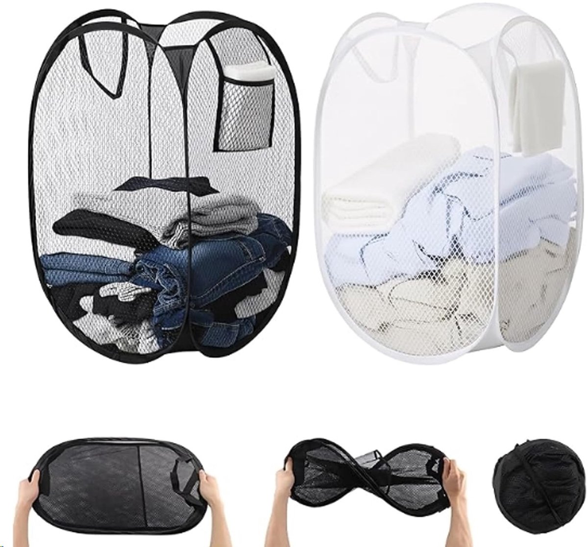 Omgoods - Set van 2 Opvouwbare Wasmanden - Ideaal voor Badkamer en Camping