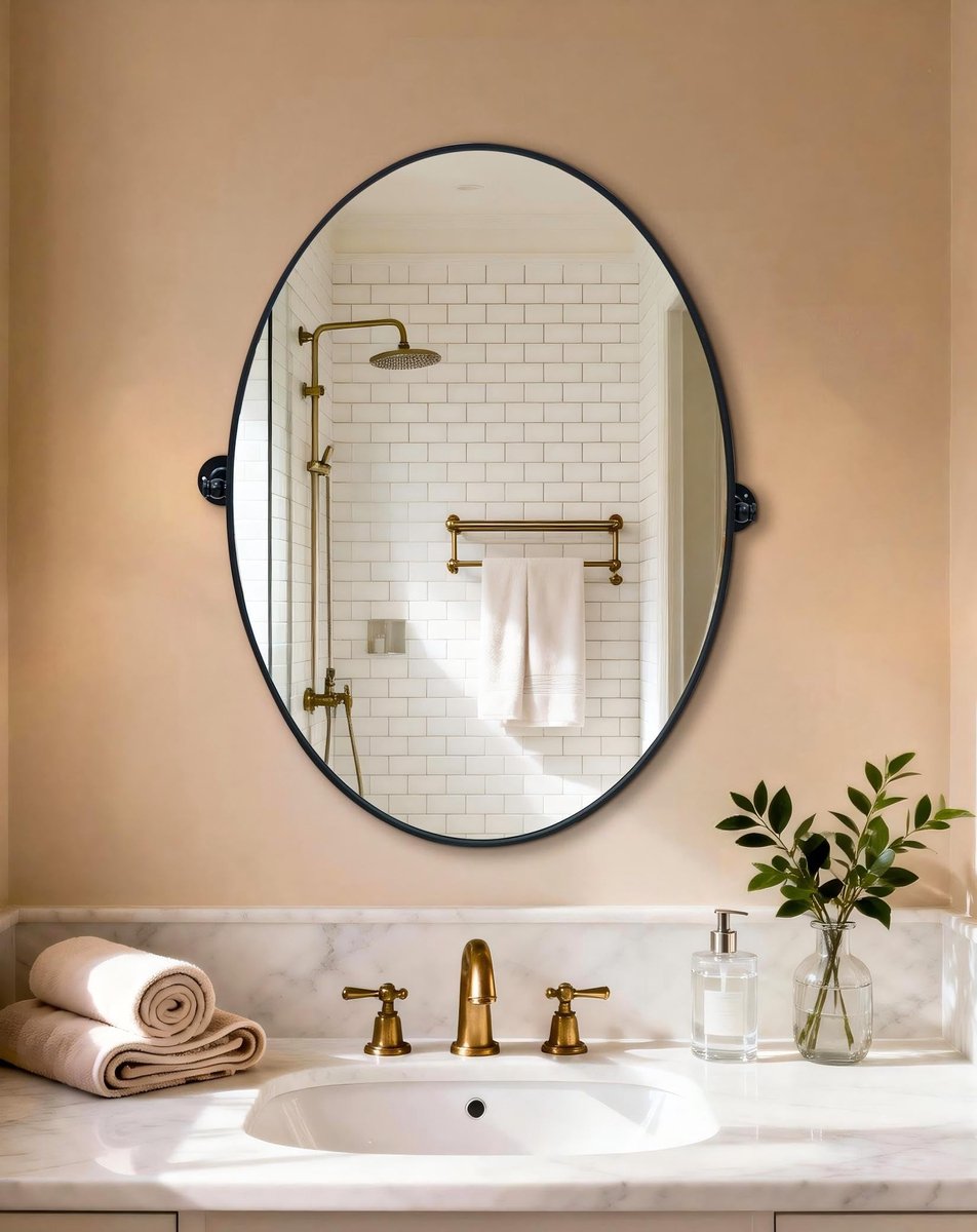 Omgoods - Rotatable Badkamerspiegel met Aluminium Frame en Ronde Hoeken