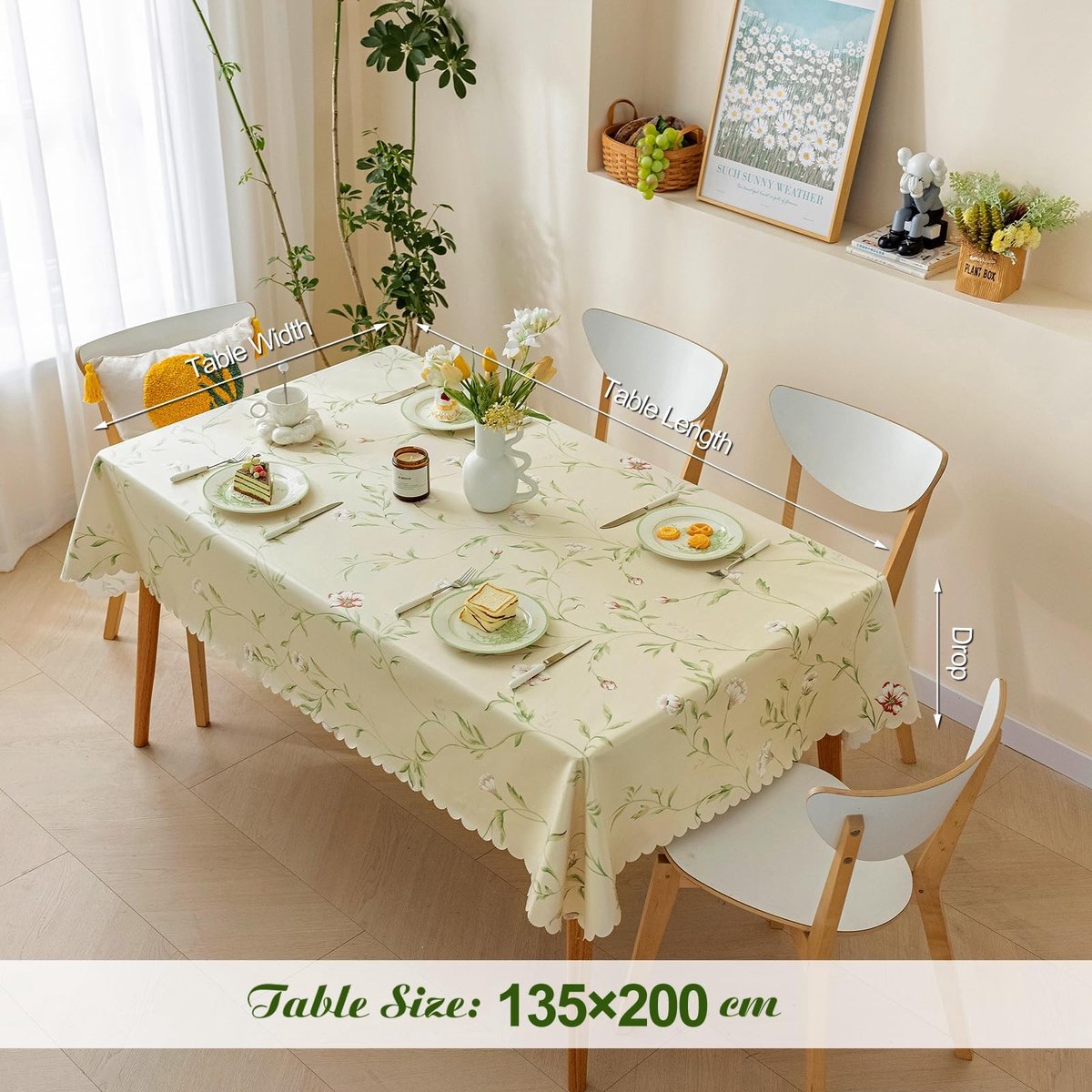 Omgoods - Wasbare Tafelkleed Rectangular 135 x 200 cm met Waterdichte Coating