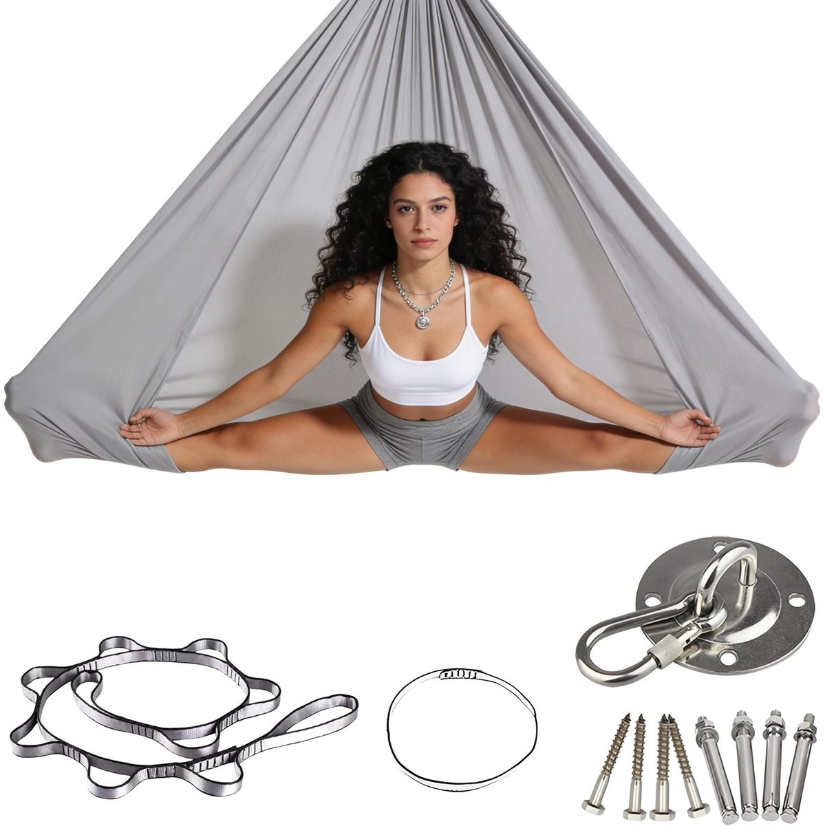 Omgoods- Aerial Yoga Hangmat - Hangmatset - Schommel - Hangmat voor 2 Personen - Maximaal 200 kg - Inclusief bevestigingsmateriaal