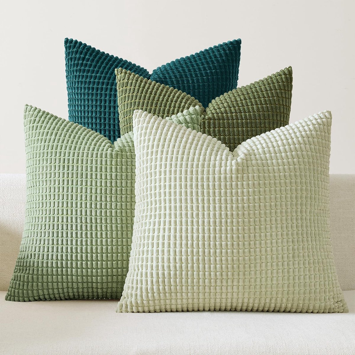 Omgoods - Set van 4 Decoratieve Kussenslopen 40 x 40 cm in Bosgroen