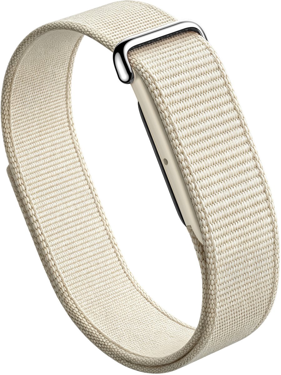 Stravo Nylon Sportbandje met Klittenband – Geschikt voor Fitbit Air – Verstelbaar, Lichtgewicht & Ademend Geweven Horlogebandje – Starlight