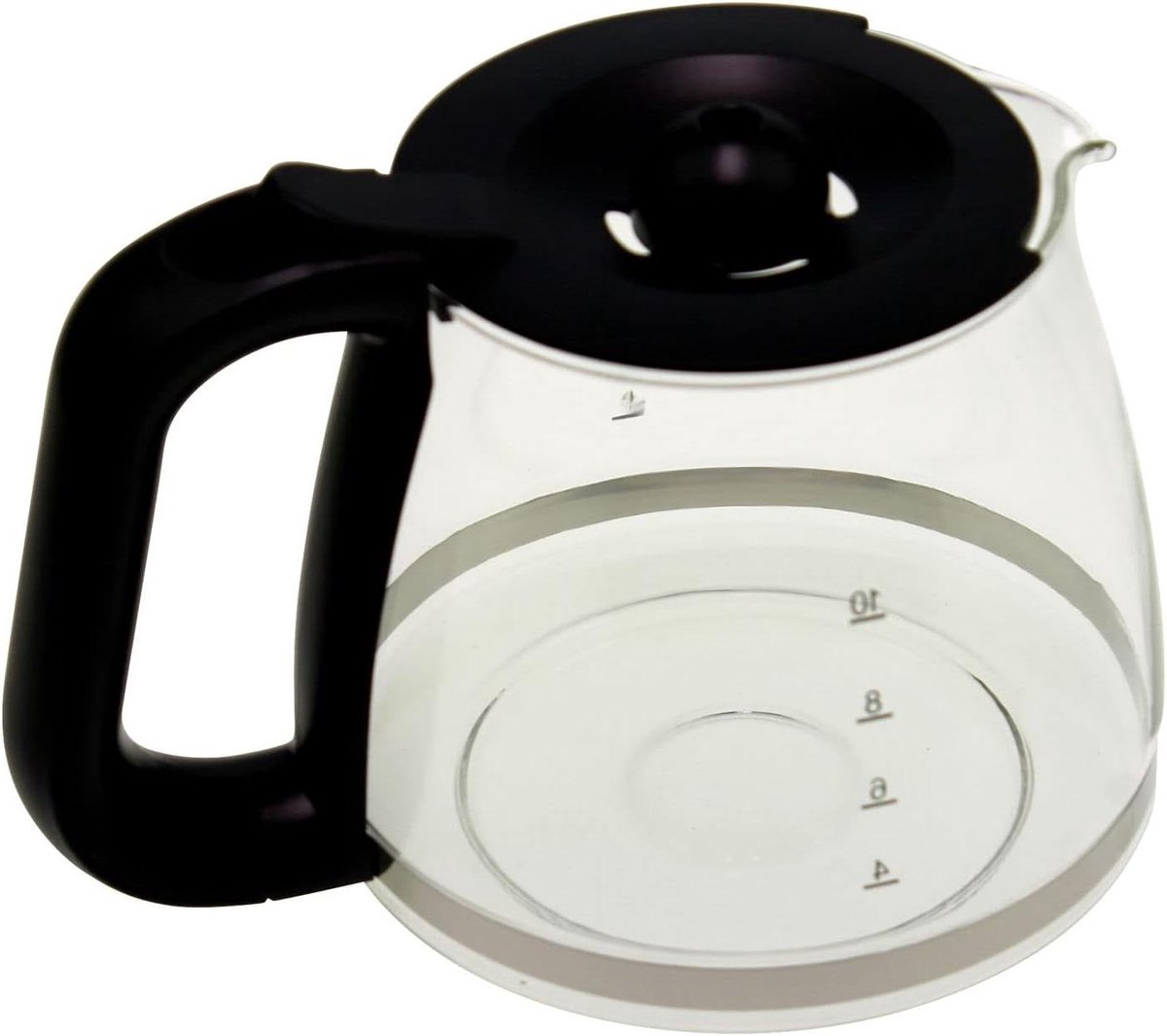 Glazen Koffiekan - Reservekan Koffiezetter - Koffie Maken - Met Deksel - Rond - Transparant Zwart
