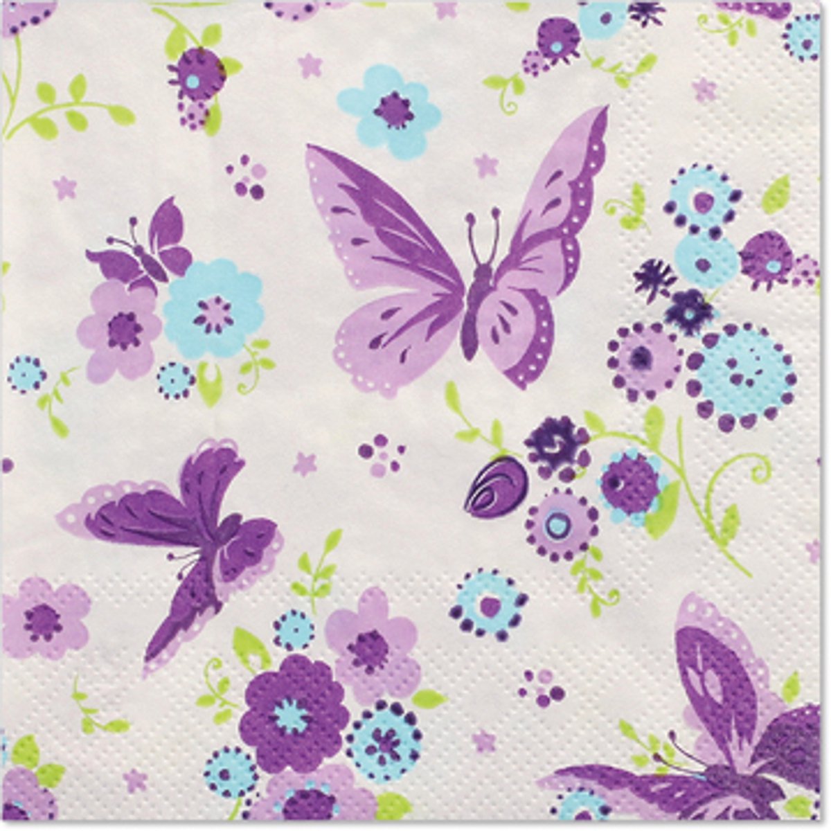 14x 20 Servetten 3-laags 1/4 vouw 25 cm x 25 cm Beautiful Butterfly