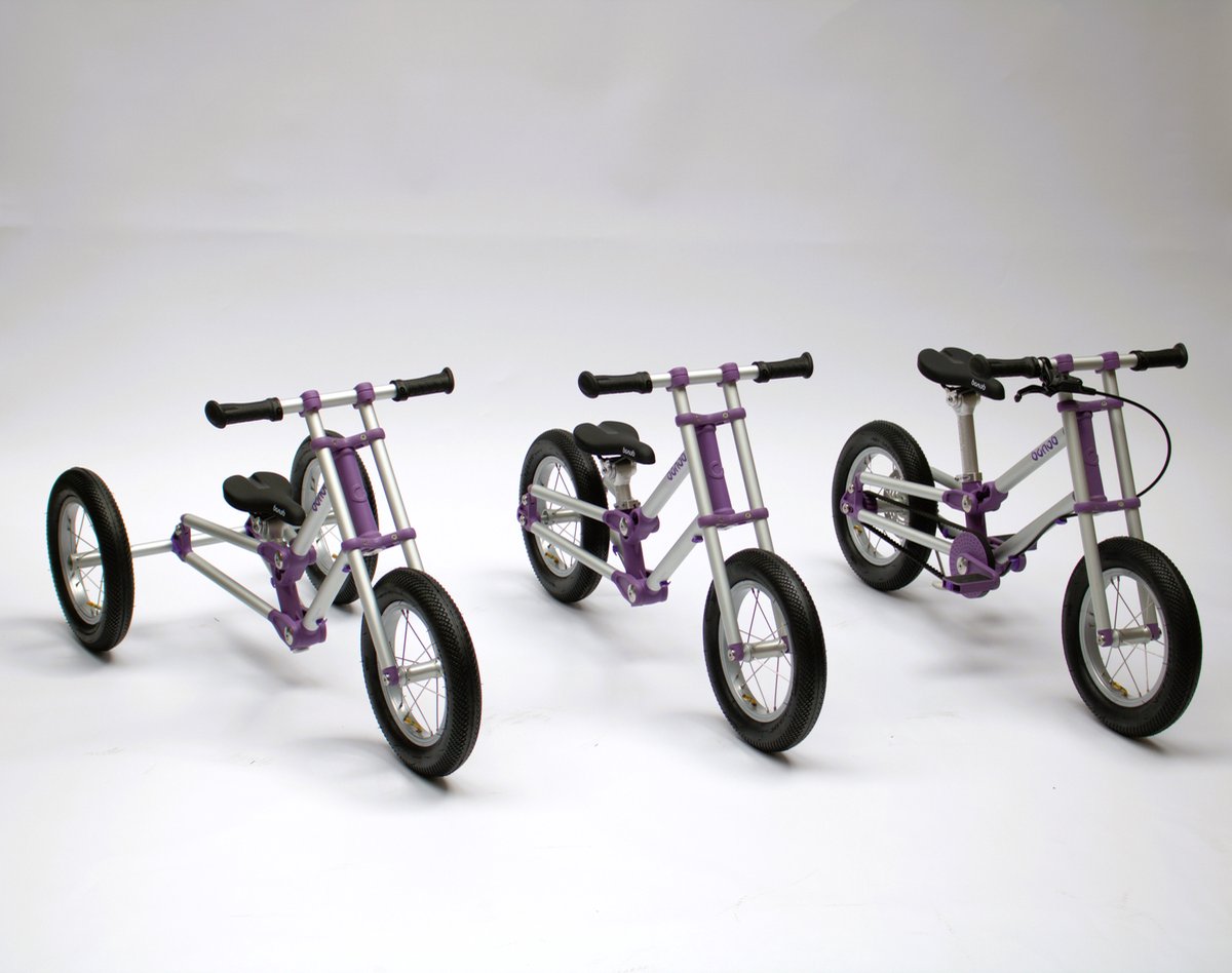 bonob 1TO3 - Evolutieve 3-in-1 kinderfiets - Paars - Van 1 tot 5 jaar - Fiets