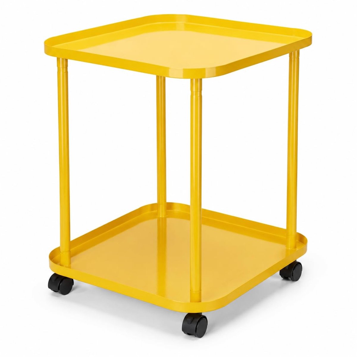 Omgoods - Gele Bijzettafel met Wielen voor Thuisgebruik
