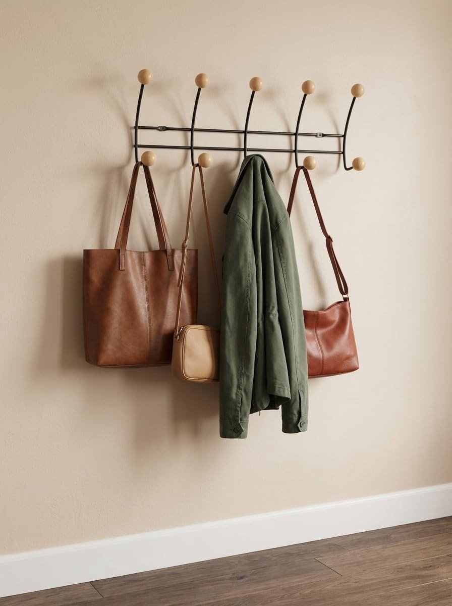 Omgoods - Wandgarderobe van Metaal met 5 Haken - Voor Entree en Badkamer