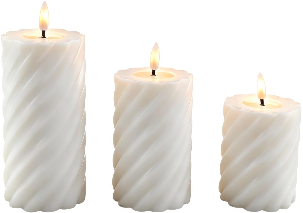 Omgoods - Set van 3 Vlamloze LED Kaarsen van Echt Was