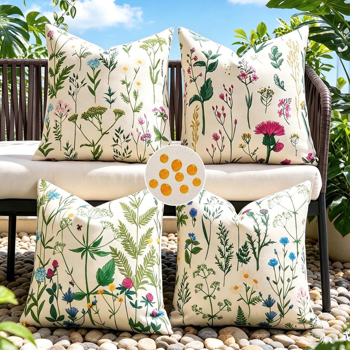 Omgoods - Set van 4 Decoratieve Kussens met Botanisch Ontwerp