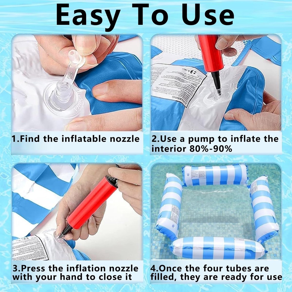 Omgoods - Opblaasbare Water Hammock - 4 in 1 Zwemmatras met Pomp