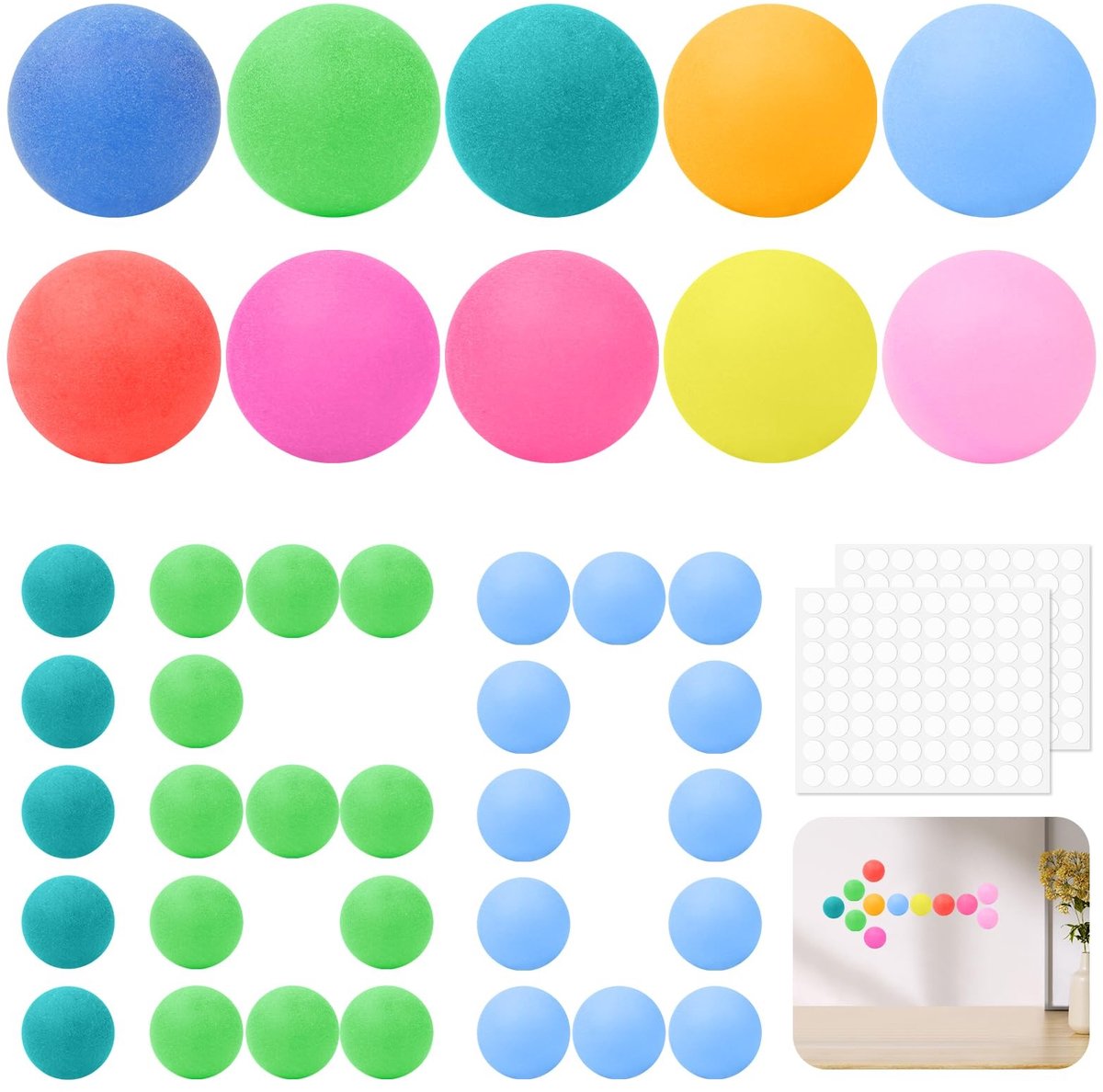 Omgoods - Kleurrijke Tafeltennisballen met Stickers (40mm, 40 Stuks)