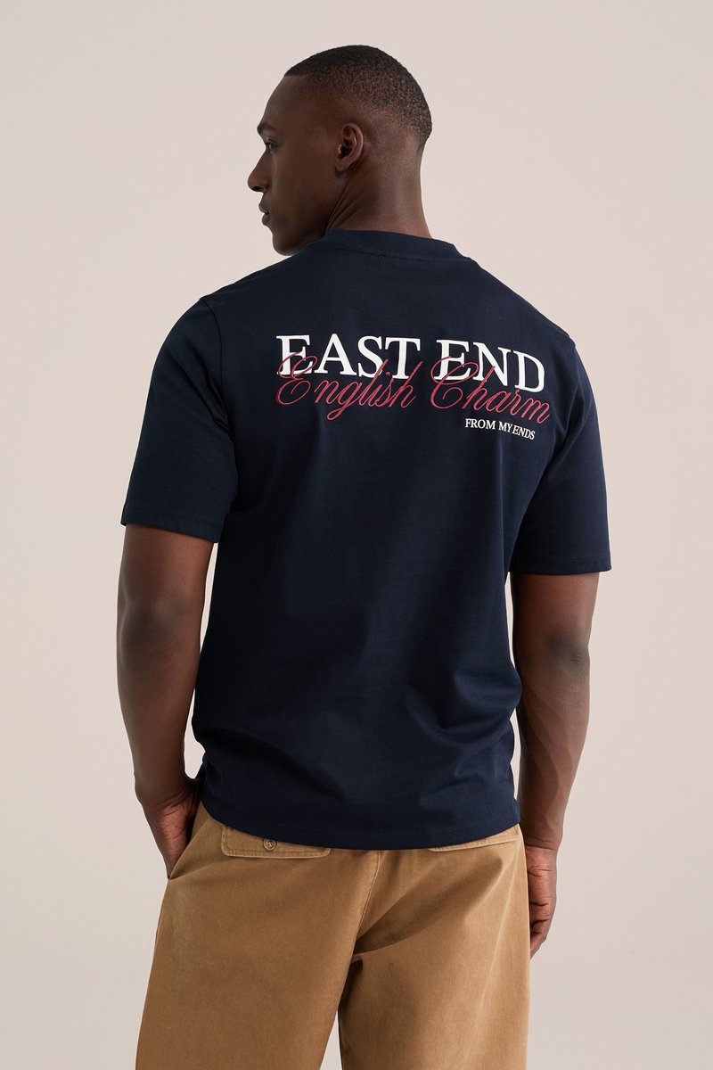 WE Fashion Heren heavyweight relaxed fit T-shirt met print en embroidery