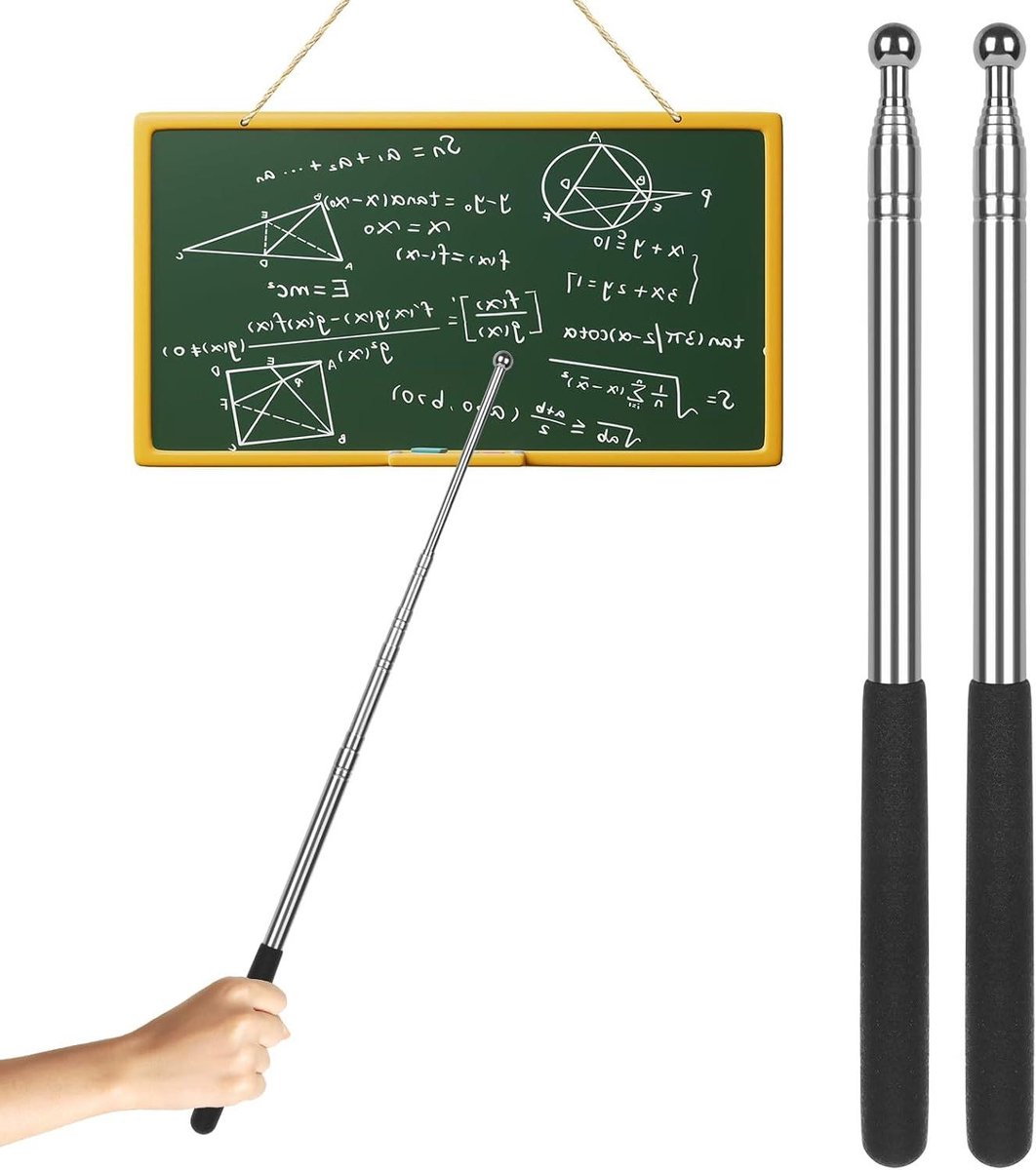 Uitschuifbare Aanwijsstokken - Telescoopstok Wijsstok - Presentaties Geven - Roestvrij Staal - 140 cm - Zwart