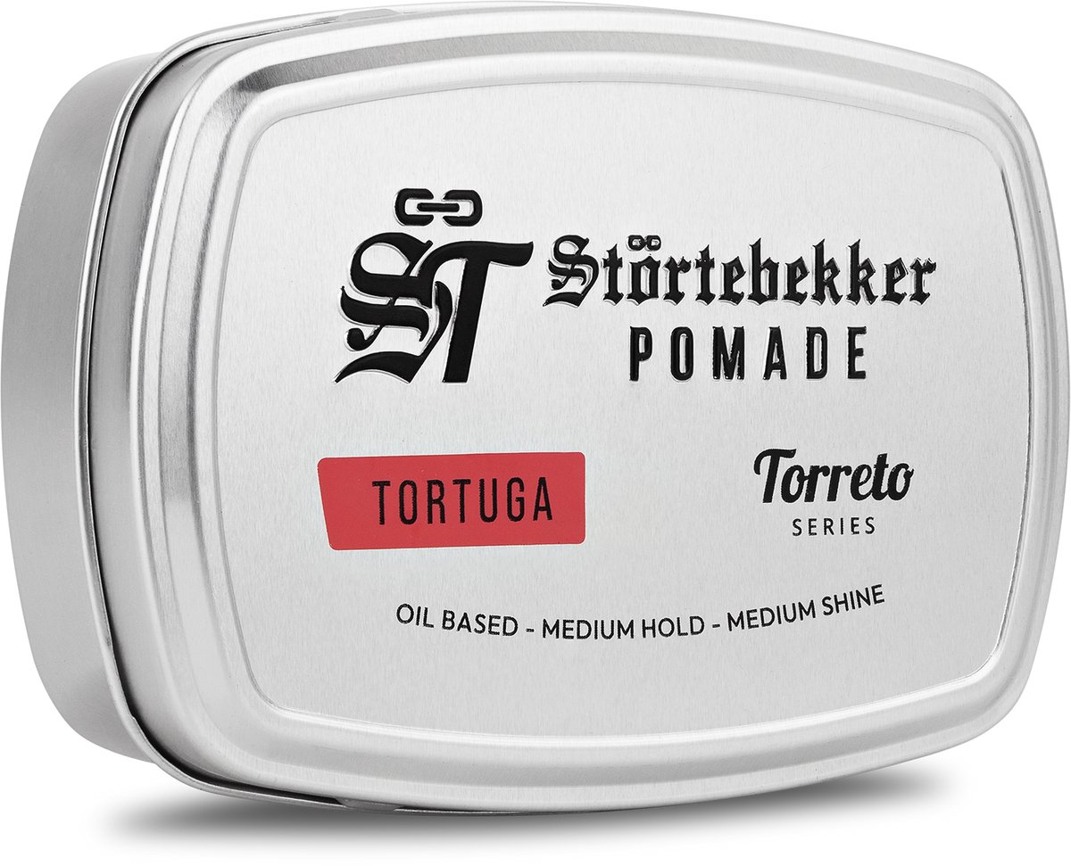 Störtebekker® Premium Pomade Oliebasis Tortuga (kruidige, frisse geur) - Hair Pomade Heren - Medium Hold / Medium Shine - Flexibel Restylebaar - Haarwax 125ml - Haarstyling Hair Wax Oil Based Made in Germany