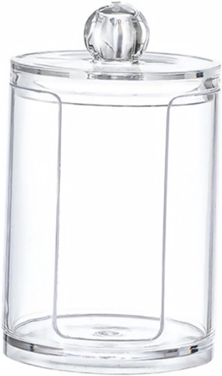Opbergdoos Wattenschijfjes - Cosmetica Organizer - Badkamer Organiseren - Met Groef Ontwerp - 10.5 cm - Wit