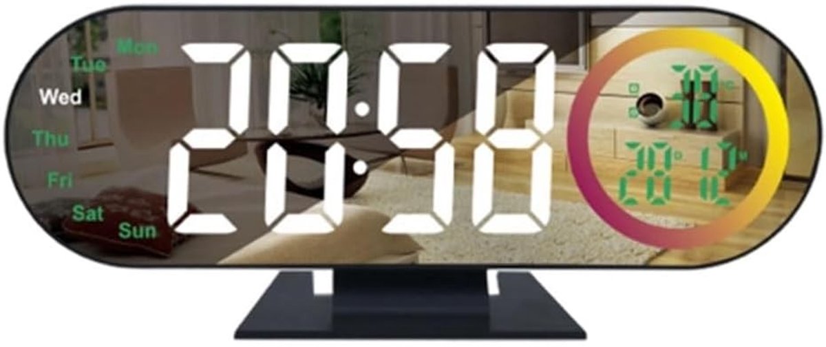 LED Tafelklok met RGB Nachtlamp, Dubbele Alarmfunctie, Sluimer, Verstelbare Helderheid en Temperatuurweergave voor Slaapkamer en Kantoor