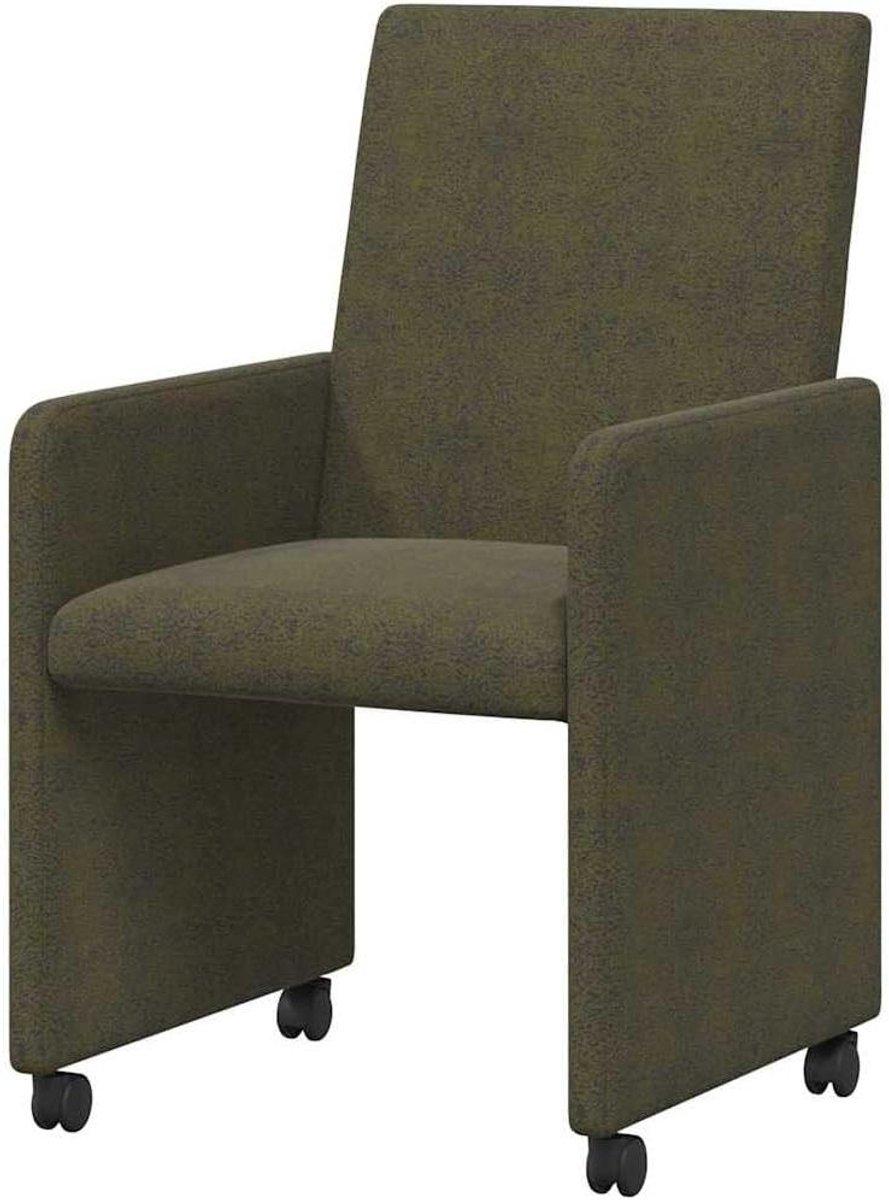 Eetkamerstoelen set - Keukenstoelen met wieltjes - Comfortabel tafelen - Geïntegreerde wieltjes - 57 x 66 x 94 cm - Legergroen