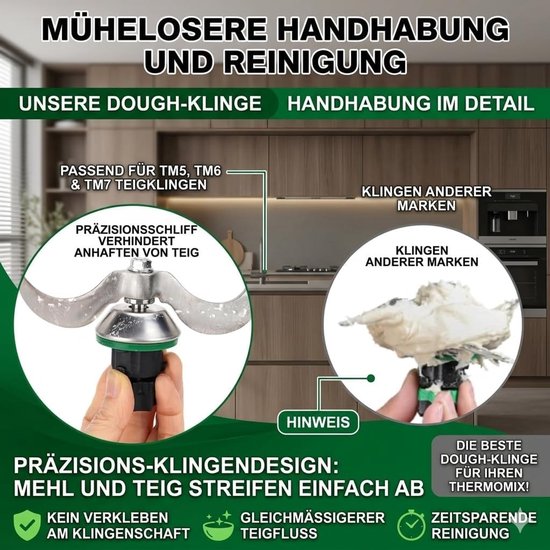 RVS deegmes voor Thermomix TM5 TM6, ideaal voor deegmixen, snel schoonmaken en vervangende accessoires voor optimale prestaties — afbeelding 3