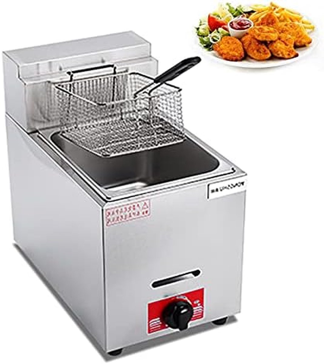 Gas Frituurpan - Friteuse Keuken - Friet Bakken - Snelle Verwarmingsbrander - 6L/12L - Zilver