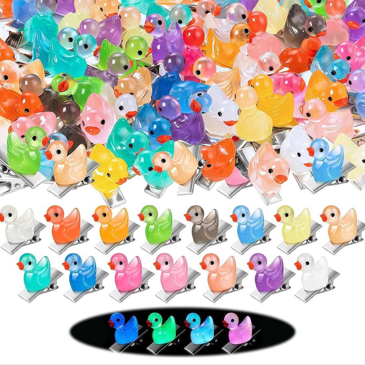 Haarclip Set voor Meisjes 42-delig, Haarclips Gloeiende Eend, Haaraccessoires Meisjes Glitters, Haarspeldjes Feest Festival