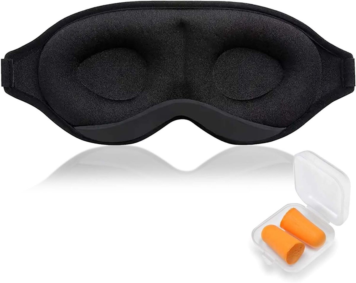 Verduisterend oogmasker om te slapen, ultradun slaapmasker voor dames en heren, slaapmasker voor zijslapers, glad, huidvriendelijk, gladde lycra-stof, 3D-contour, blinddoek voor comfortabel