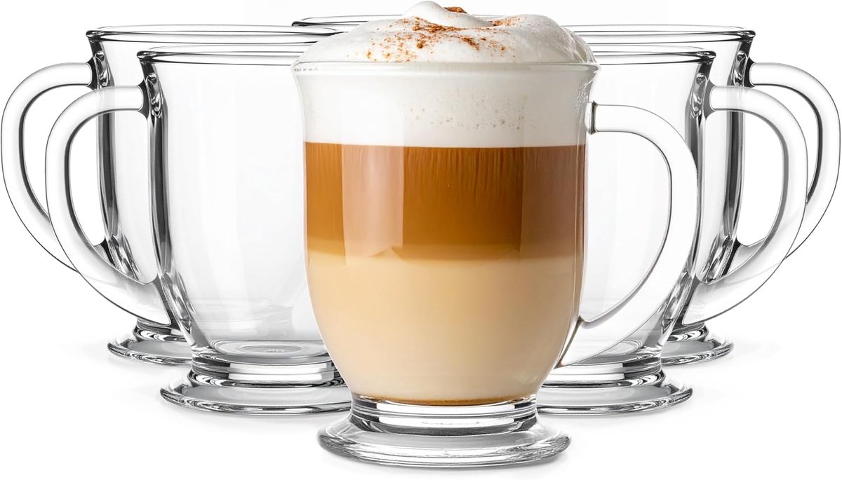 KROSNO 1992 Kubas Koffieglazenset 6-delig Cappuccino IJskoffie Glazen Beker Vaatwasserbestendig 6x400 ml
