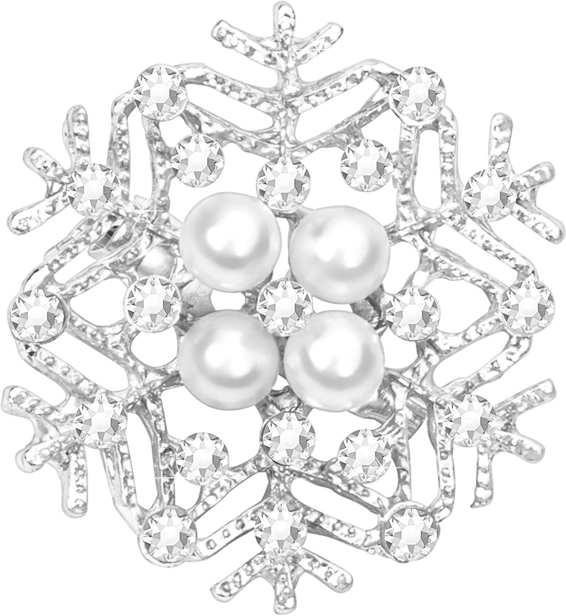 Broche Kerstmis sneeuwvlok pin met diamanten kralen broches voor kleding dames heren goud zilver