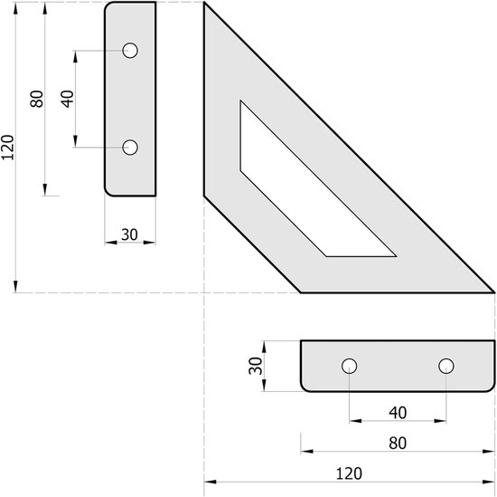 Wandconsoles 2 stuks GSHR Truss 120x120 mm van staal - wandsteun voor legplank - wit - decoratief design — afbeelding 5