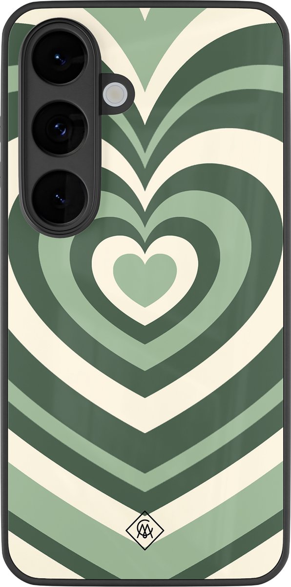 Casimoda® hoesje - Geschikt voor Samsung Galaxy S26 - Hart Swirl Groen - Luxe Hard Case Zwart - Backcover telefoonhoesje - Groen