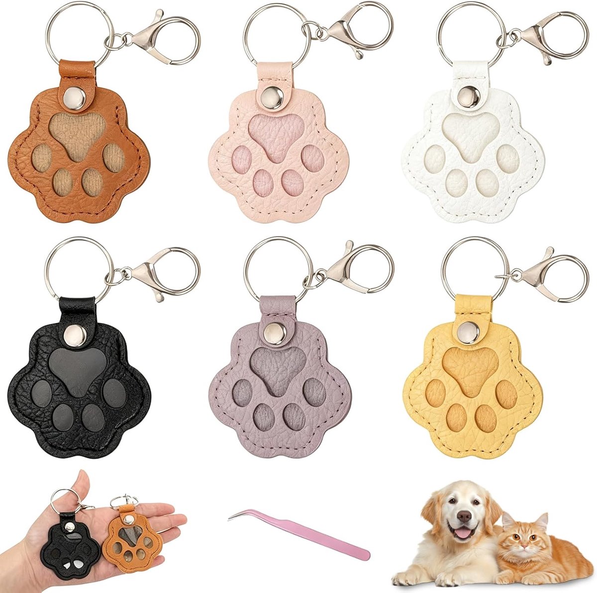 6 stuks sleutelhangers voor dierenharen, motief sleutelhanger, dierenhaar, souvenir, hondenhaar, kattenaandenken voor dierenliefhebbers, herdenkingsgeschenken