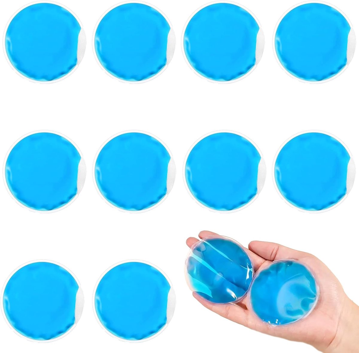 10 stuks oogkoelpads, koud-warm kompres, koelpads om te knikken, 7 cm | Herbruikbare gel koelpack, koelaccu's gel voor ogen wijsheid tanden schoonheid pijnverlichting tandpijn koorts