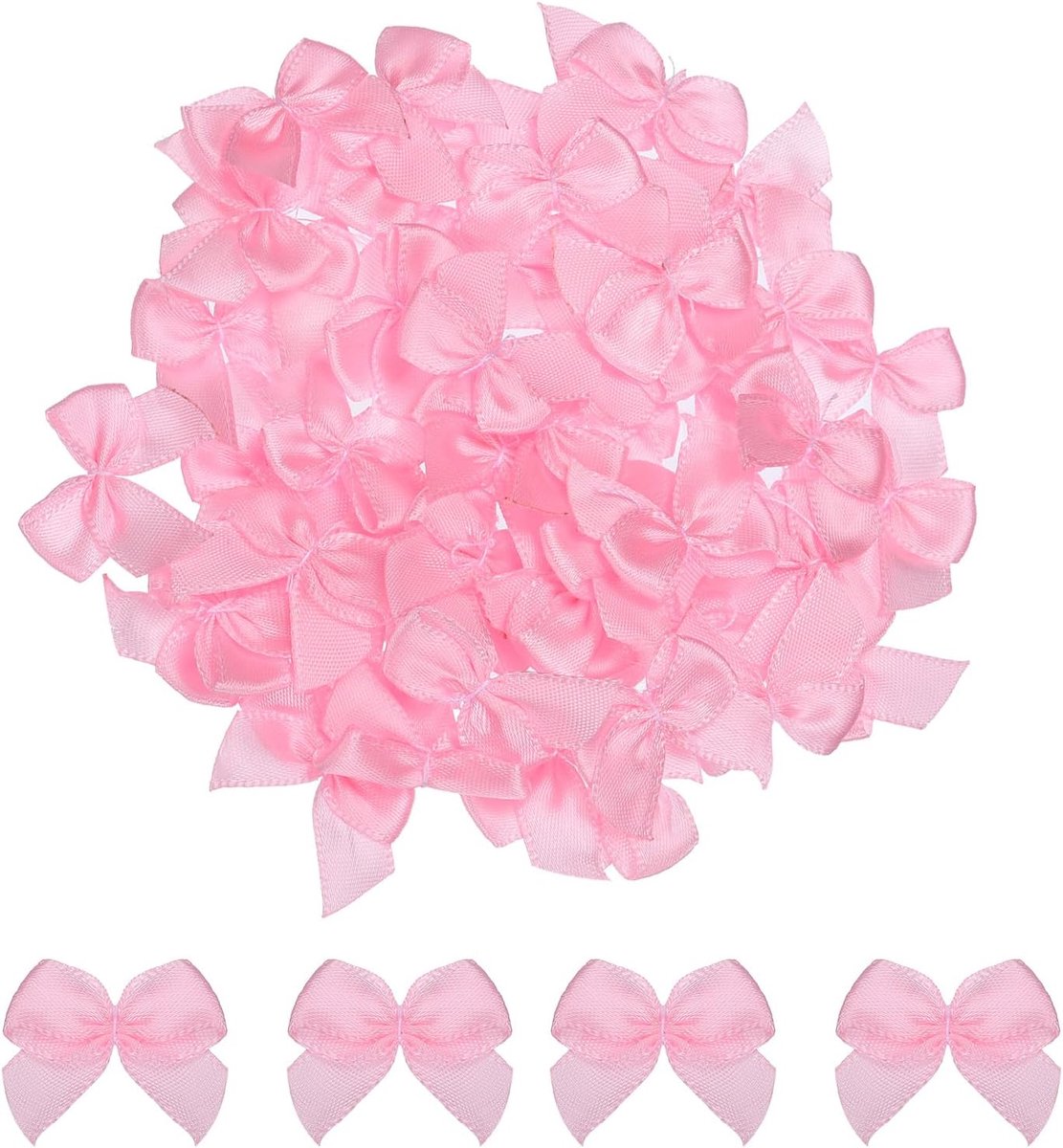 sourcing map 50 stuks mini-strik van lint, 2,5 cm, mini-stof, satijn, bloemenstrikken, voor knutselen, naaien, bruiloft, verjaardag, feest, roze