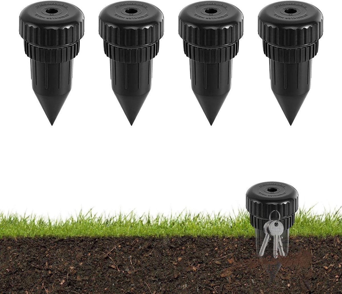Sleutelverstopplaats voor buiten, 4 stuks, waterdichte geheime verstopplaats voor buiten, tuin, terras