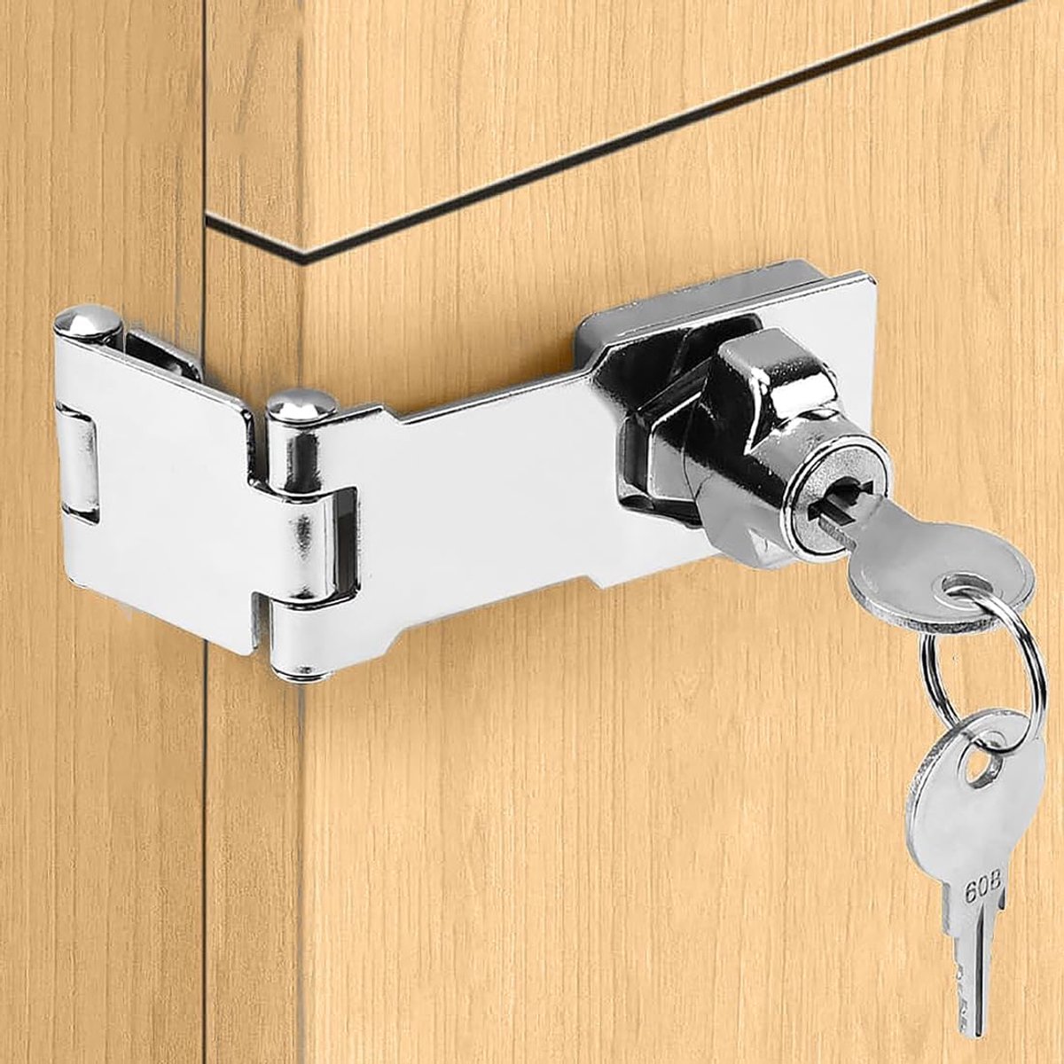 schuifgrendel deurslot met verschillende sleutels, vergrendelingsbeugel, brievenbusslot, slotbeugel, kastslot, deurslot voor lade (Zilver - 7,6 cm - Drievoudig vouwbaar)
