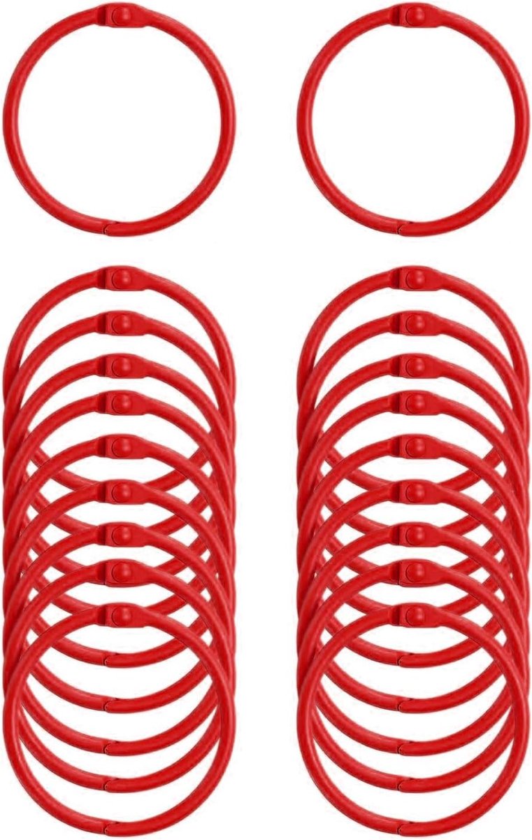 20 bindringen 30 mm - boekringen, spiraalringen voor indexkaarten, boekbinderset, geschikt voor scrapbooks, fotoalbums, notitieboeken en zelf boeken binden - Rood