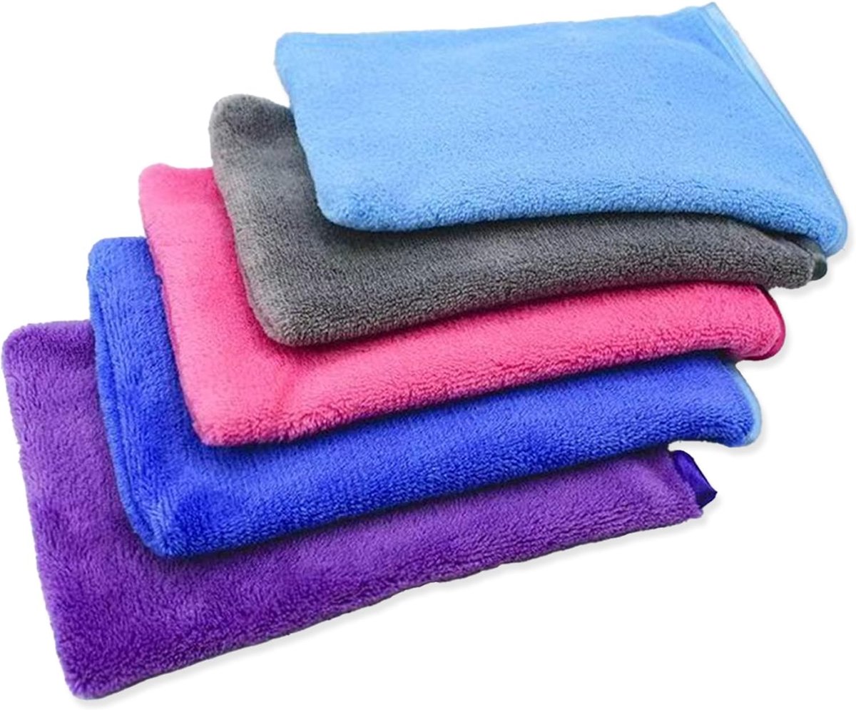 Flanellen badhandschoenen, 5 stuks, ultrazachte microvezel washandschoenen voor volwassenen en kinderen, herbruikbare exfoliërende bad- en douchehandschoenen | Hoog absorptievermogen