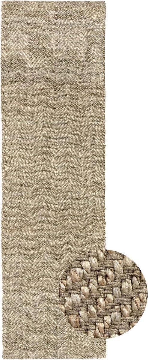 - Alcazar jute tapijt 100% natuurlijke jutevezel - zacht tapijt en gemiddelde weerstand - handgeweven - woonkamer, slaapkamer, hal tapijt - (natuurlijk, 400x800cm)