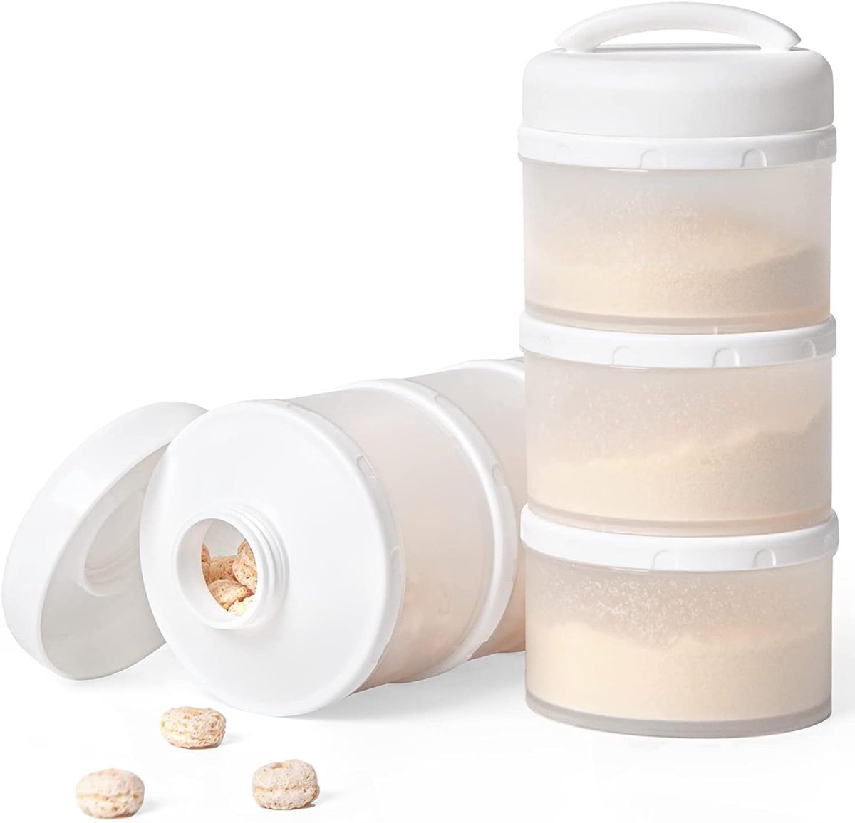 Melkpoeder portioneerder baby stapelbare melkpoeder opbergdoos 2 stuks (wit)