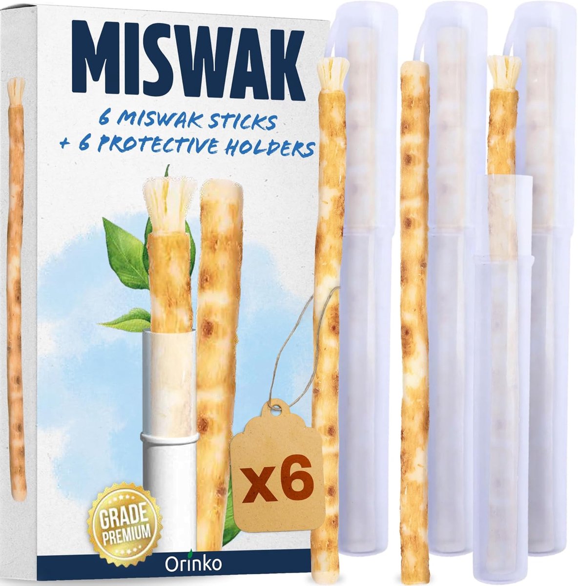 Miswak Sticks x6 met Etui - Natuurlijke Tandverzorging - Biologisch en Duurzaam - Voor Gezonde Tanden - ShopVlot